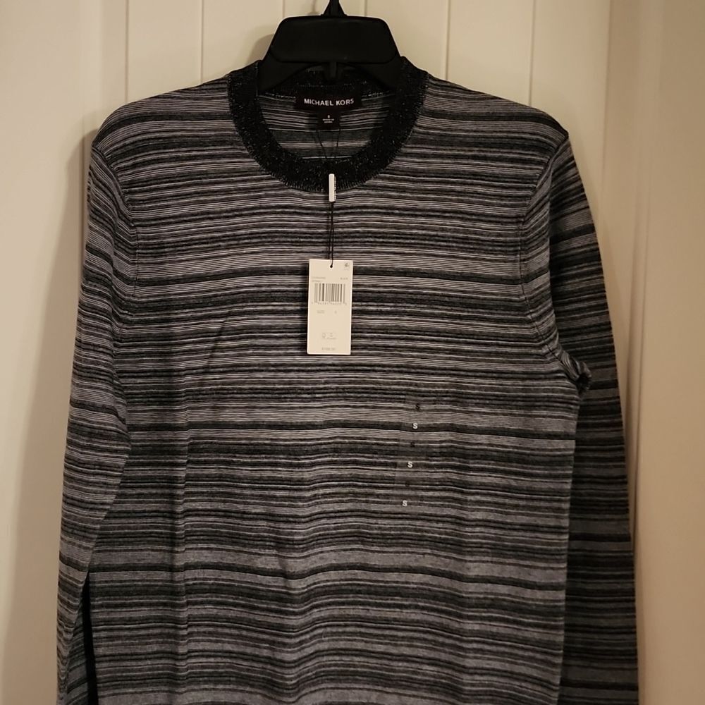 Michael Kors Sweater Links Stripe Cotton Crew Neck Small - Picture 2 of 4